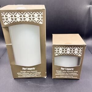 (2) Pier 1 Imports indoor/outdoor flameless Candles Battery Operated W Timer